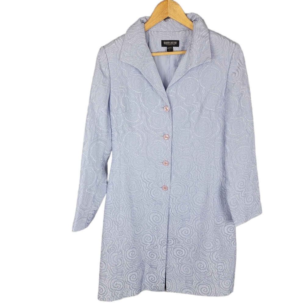 John Meyer Collection Size 8 Women's Long Sleeve Long Blazer Jacket Lavender.